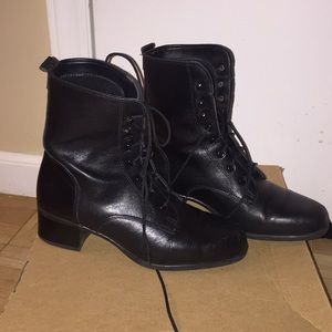 Black lace up riding boot